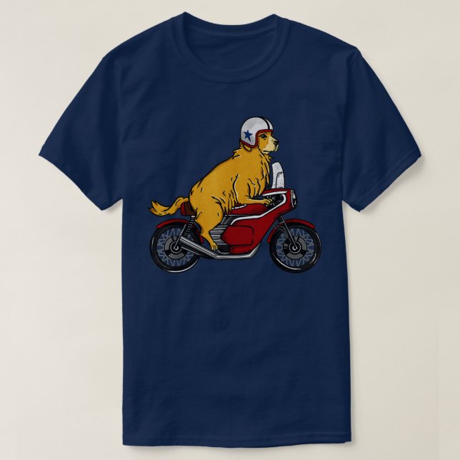 Motorcykel för Hund med gyllene återförsäljare T Shirt (Design framsida)