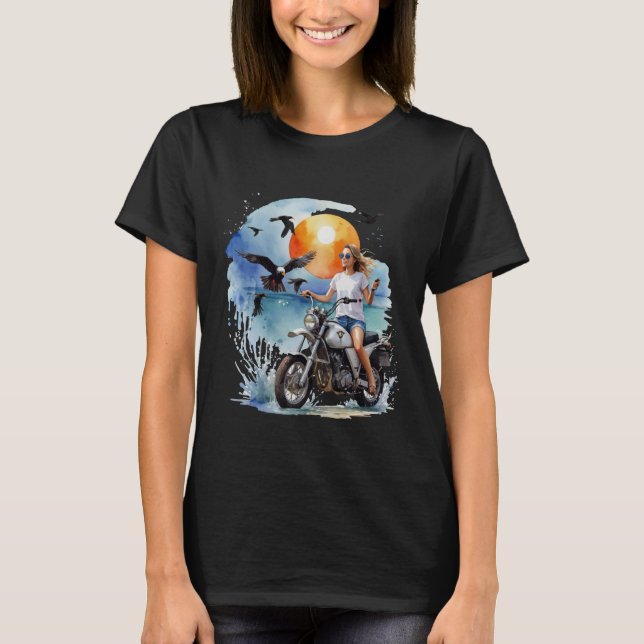 Motorcykel för kvinnor i Ride T Shirt (Framsida)