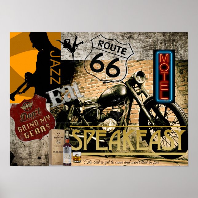 Motorcykel för linje 66 Jazz-högtalare Poster (Framsidan)