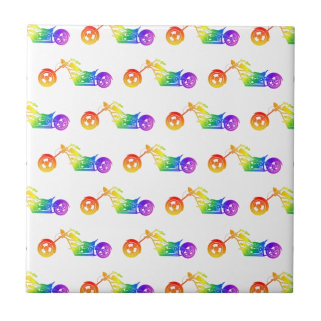 Motorcykel för regnbåge kakelplatta (Framsidan)