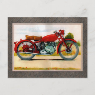 Motorcykel för vattenfärg, Vintage Vykort