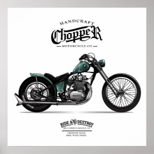 Motorcykel för vintage Chopper Poster
