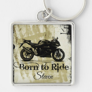 Motorcykel Fyrkantig Silverfärgad Nyckelring