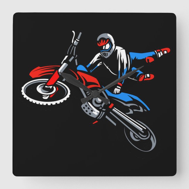 Motorcykel Fyrkantig Väggur (Framsida)