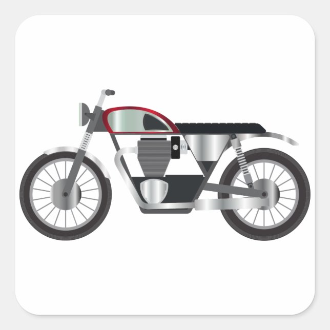 Motorcykel Fyrkantigt Klistermärke (Framsida)