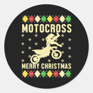 Motorcykel Gif i Motocross God jul Ugly Julafton Runt Klistermärke