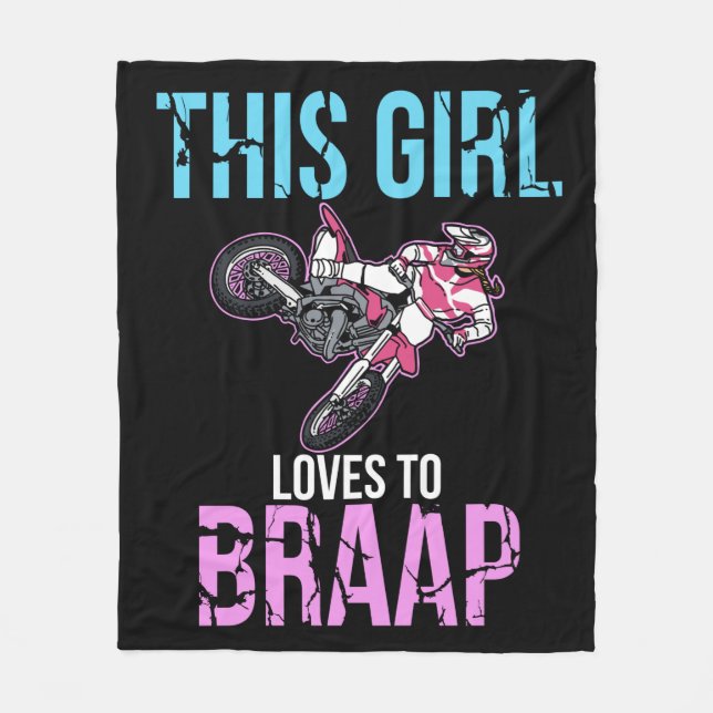 Motorcykel Girls Dirt Bike Women Motocross Braap Fleecefilt (Framsidan)