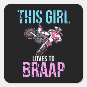 Motorcykel Girls Dirt Bike Women Motocross Braap Fyrkantigt Klistermärke