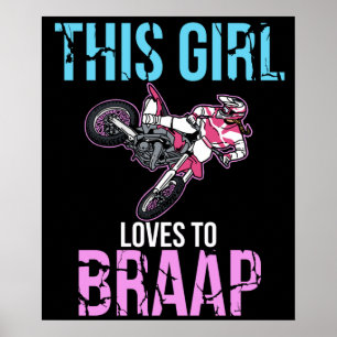 Motorcykel Girls Dirt Bike Women Motocross Braap Poster