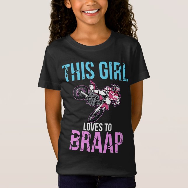 Motorcykel Girls Dirt Bike Women Motocross Braap T Shirt (Framsida)