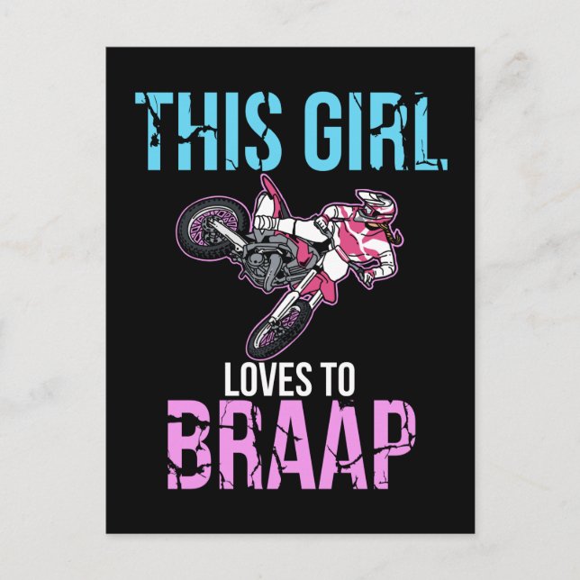 Motorcykel Girls Dirt Bike Women Motocross Braap Vykort (Framsida)