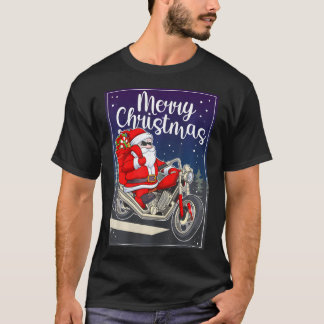 Motorcykel God jul i Santa Riding T Shirt