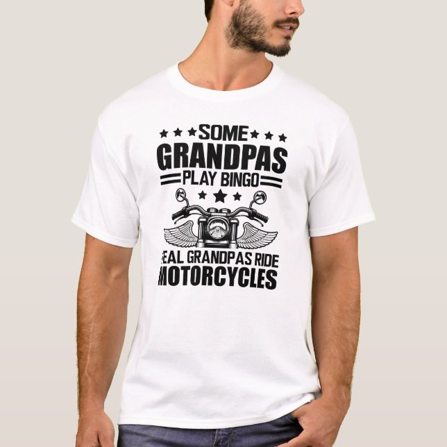Motorcykel Grandpa - Real Grandpas ride motorcykel T Shirt (Framsida)