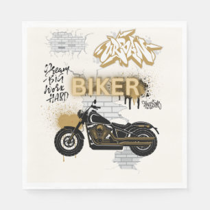 Motorcykel guld och Papper grädde Pappersservett
