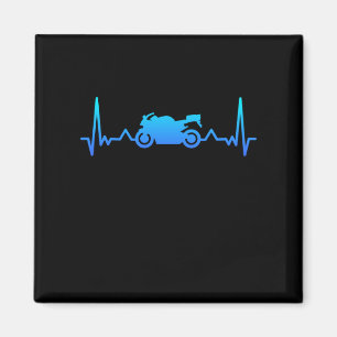 Motorcykel Heartslag Biking Gift för Biker Pappa M Magnet