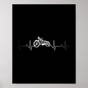 Motorcykel Heartslag T-Shirt - I kärlek min motorc Poster