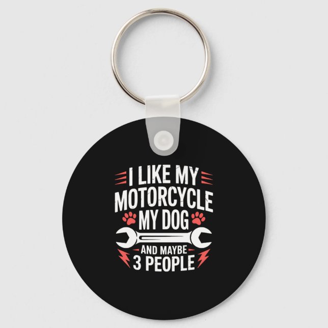 Motorcykel Hundägare Humor Nyckelring (Framsida)
