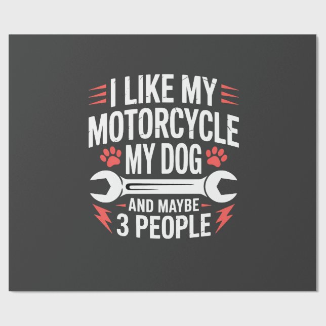 Motorcykel Hundägare Humor Presentpapper (Platt)