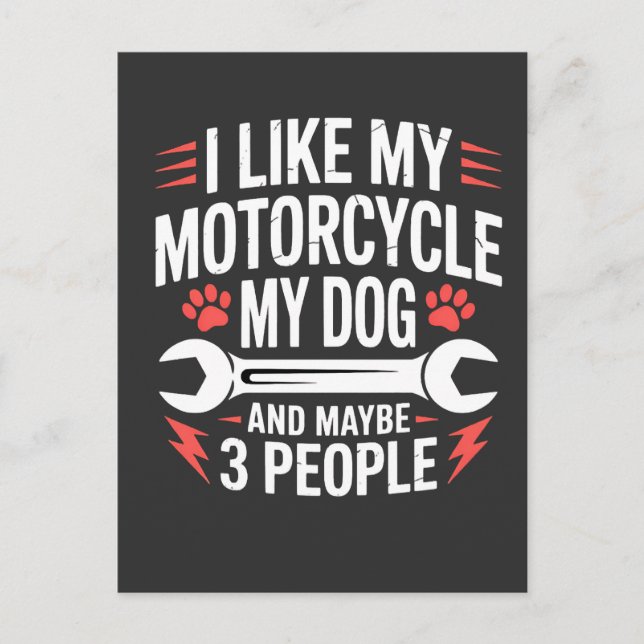 Motorcykel Hundägare Humor Vykort (Framsida)
