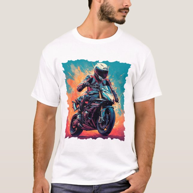 Motorcykel i aktion t shirt (Framsida)