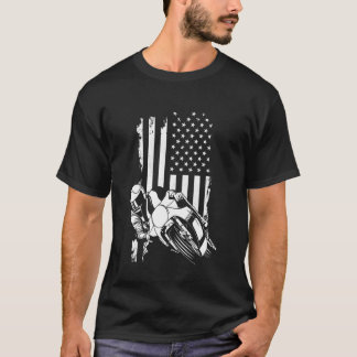 Motorcykel i amerikansk Flagga T Shirt