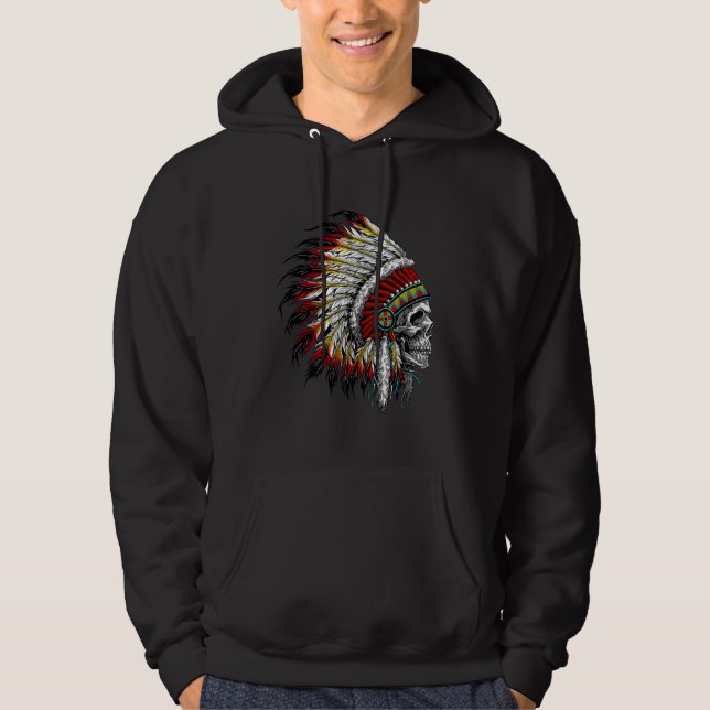 Motorcykel i det ursprungliga Indian-huvudskullen Hoodie (Framsida)
