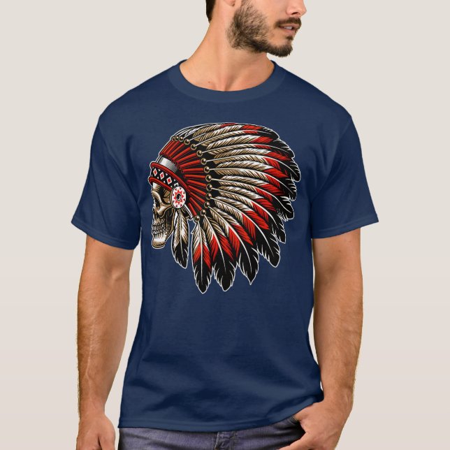 Motorcykel i det ursprungliga Indian-huvudskullen T Shirt (Framsida)