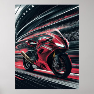 Motorcykel i hastigheter på tävling-spåret poster