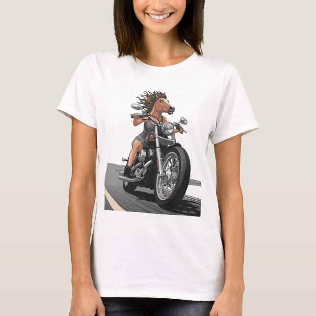 Motorcykel i Horse Dam T Shirt (Framsida)