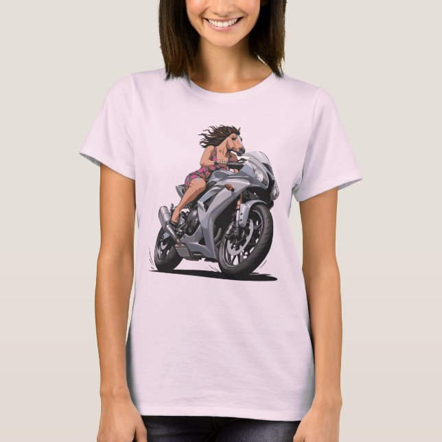 Motorcykel i Horse Dam T Shirt (Framsida)