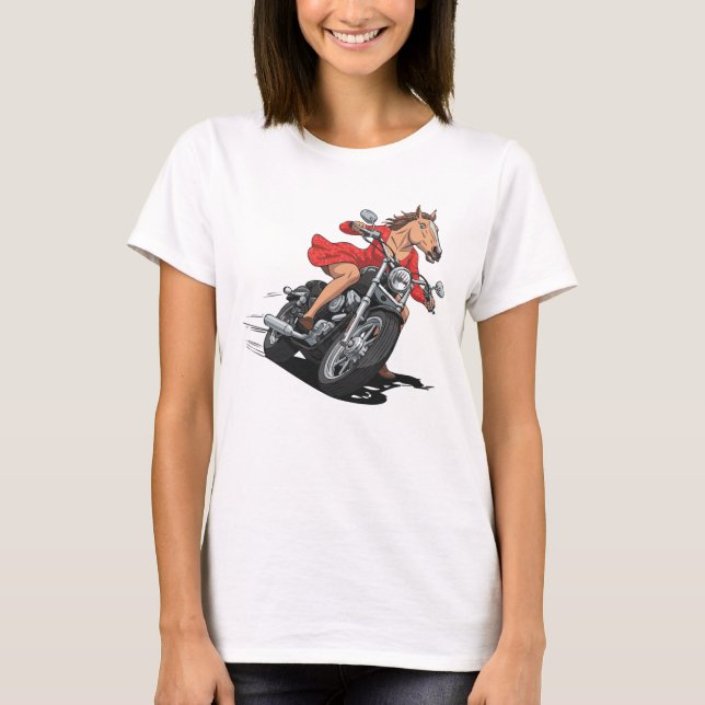 Motorcykel i Horse Dam T Shirt (Framsida)
