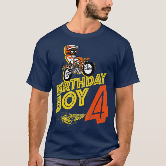 Motorcykel i Kids 4e födelsedagen Boys Biker 4 år T Shirt (Framsida)