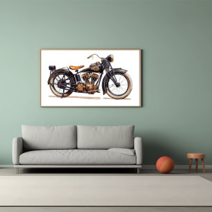 Motorcykel i klassisk Vintage Poster