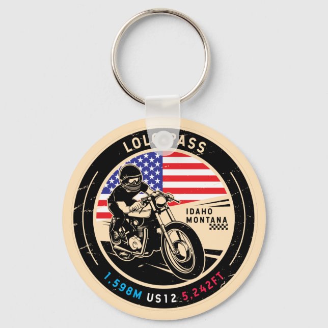 Motorcykel i Lolo Pass Idaho Nyckelring (Framsida)