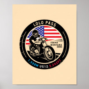 Motorcykel i Lolo Pass Idaho Poster