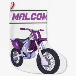 Motorcykel i namn och ålder eller nummer Dirt Bike Stor Julstrumpa