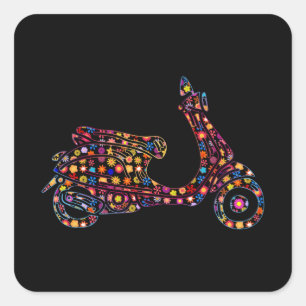 Motorcykel i nedre Mönster, motorcykel med motorc Fyrkantigt Klistermärke