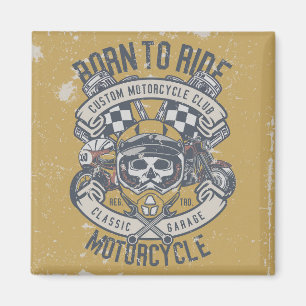 Motorcykel i Retro Grunge Magnet