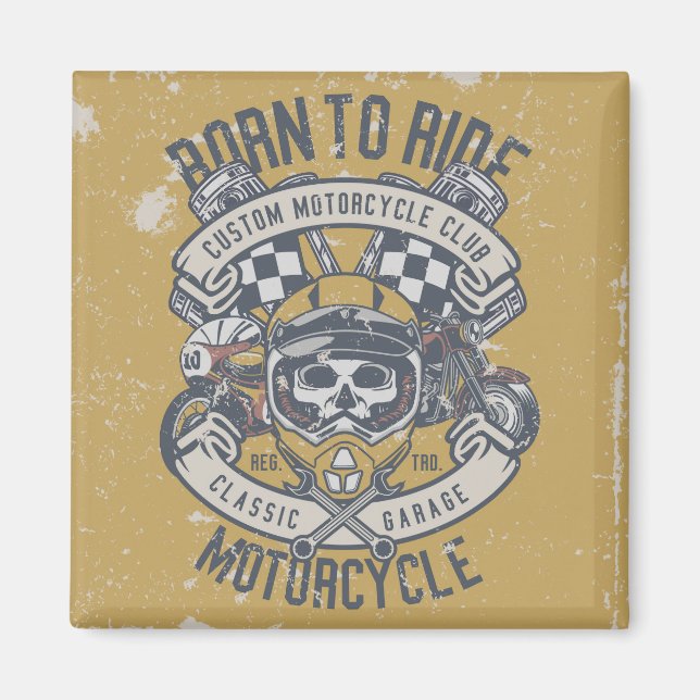 Motorcykel i Retro Grunge Magnet (Framsidan)