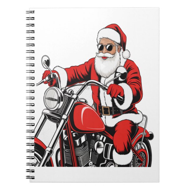 Motorcykel i Santa Riding Anteckningsbok (Framsidan)