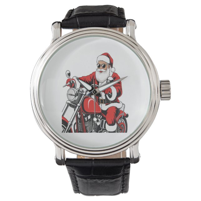 Motorcykel i Santa Riding Armbandsur (Framsida)