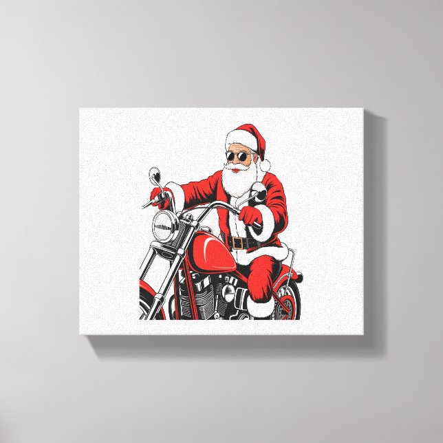 Motorcykel i Santa Riding Canvastryck (Framsida)