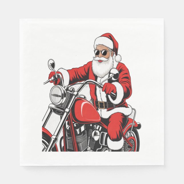 Motorcykel i Santa Riding Pappersservett (Framsidan)