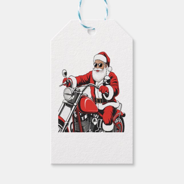 Motorcykel i Santa Riding Presentetikett (Framsidan)
