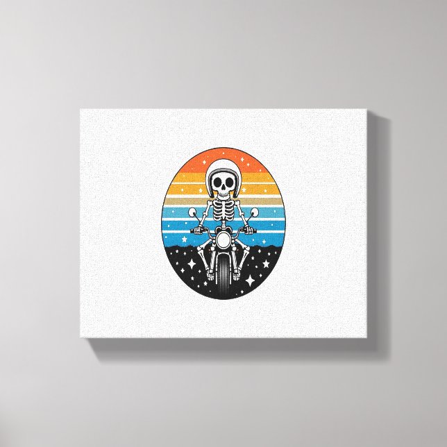 Motorcykel i Skeleton Riding Canvastryck (Framsida)