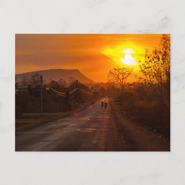 Motorcykel i solnedgång vykort (Framsida)