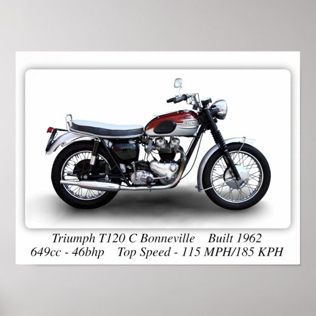 Motorcykel i Triumph T120C Bonneville - A3-utskrif Poster (Framsidan)