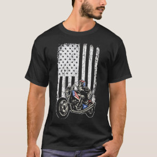 Motorcykel i vintage med amerikansk Flagga T Shirt
