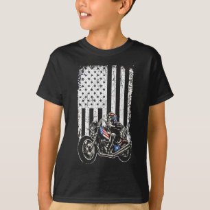 Motorcykel i vintage - närmare med amerikansk Flag T Shirt