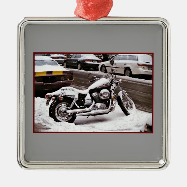 "Motorcykel i vinter" Ornament (Framsidan)